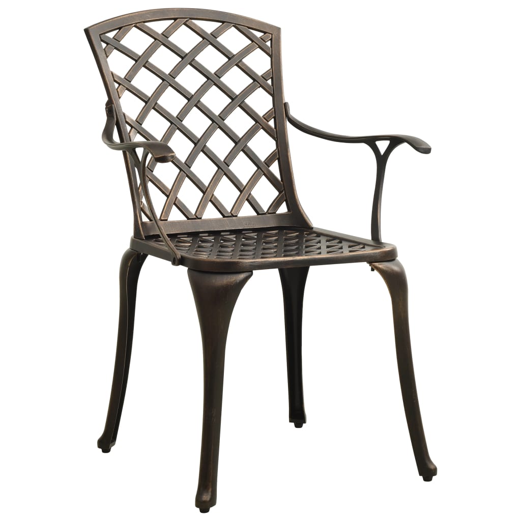 vidaXL Krzesła ogrodowe 4 szt., odlewane aluminium, brązowe