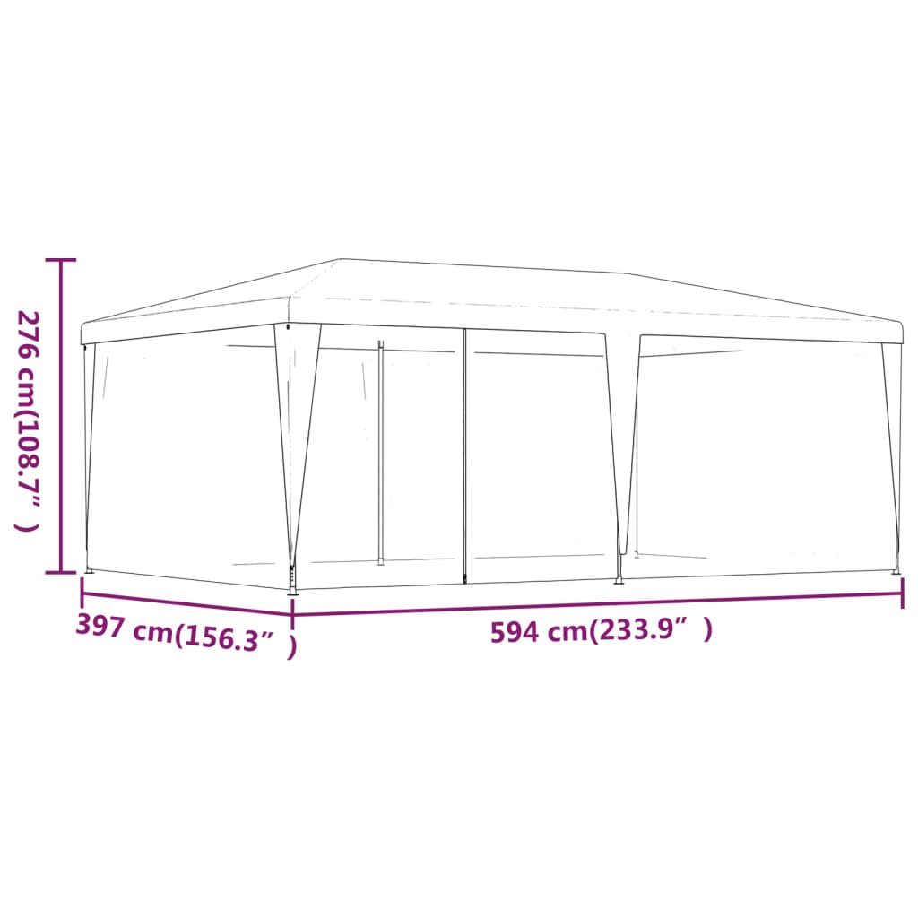 vidaXL Namiot imprezowy z 6 ścianami z siatki, antracyt, 6x4 m, HDPE