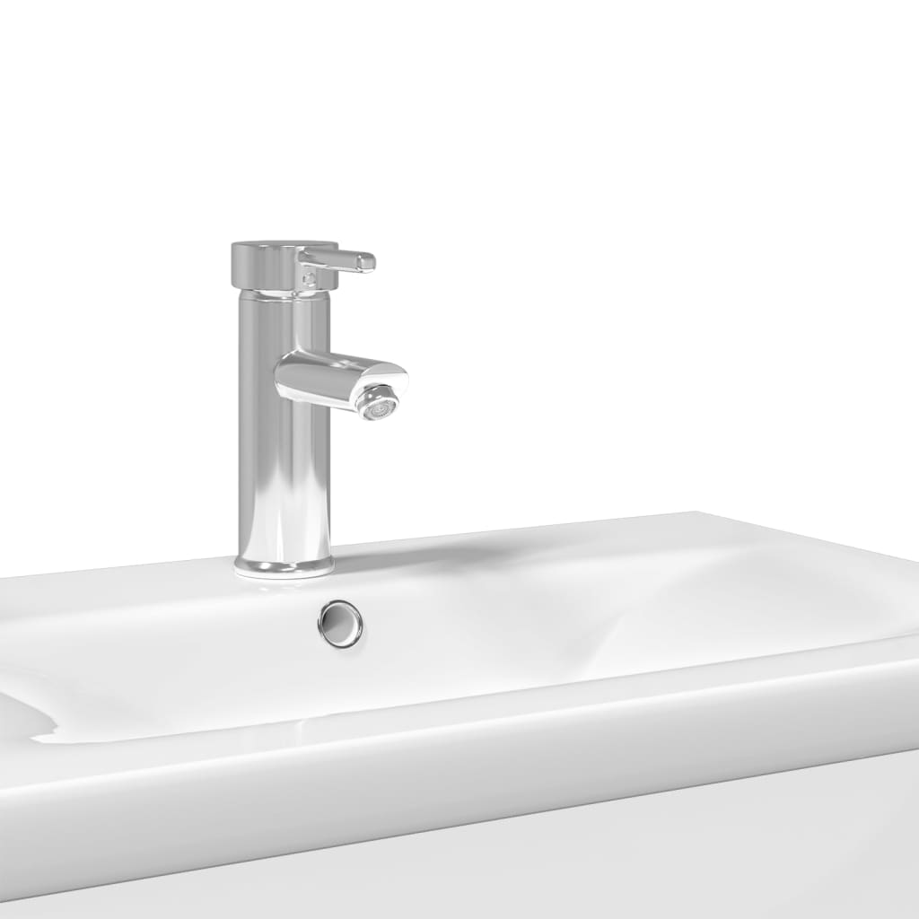 vidaXL Szafka łazienkowa z wbudowaną umywalką, wysoki połysk, biała