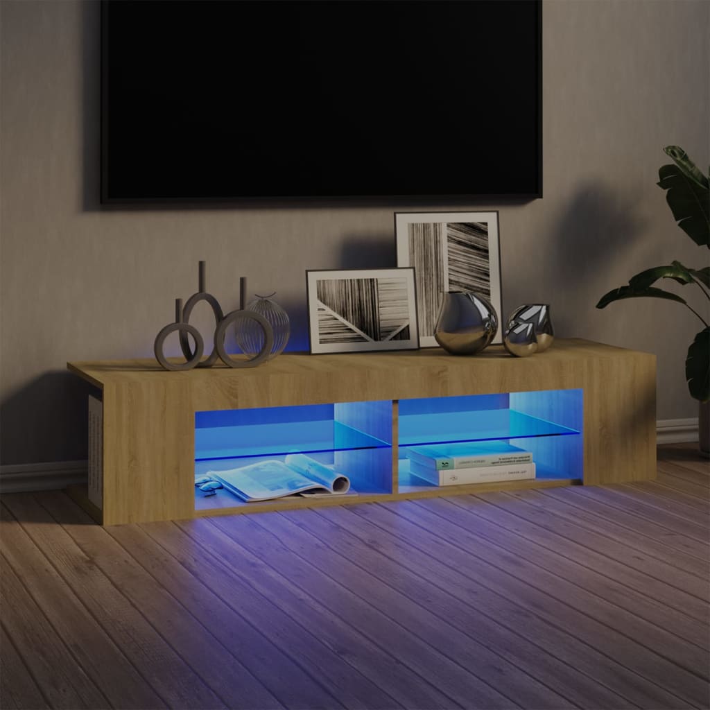 vidaXL Szafka TV z oświetleniem LED, dąb sonoma, 135x39x30 cm