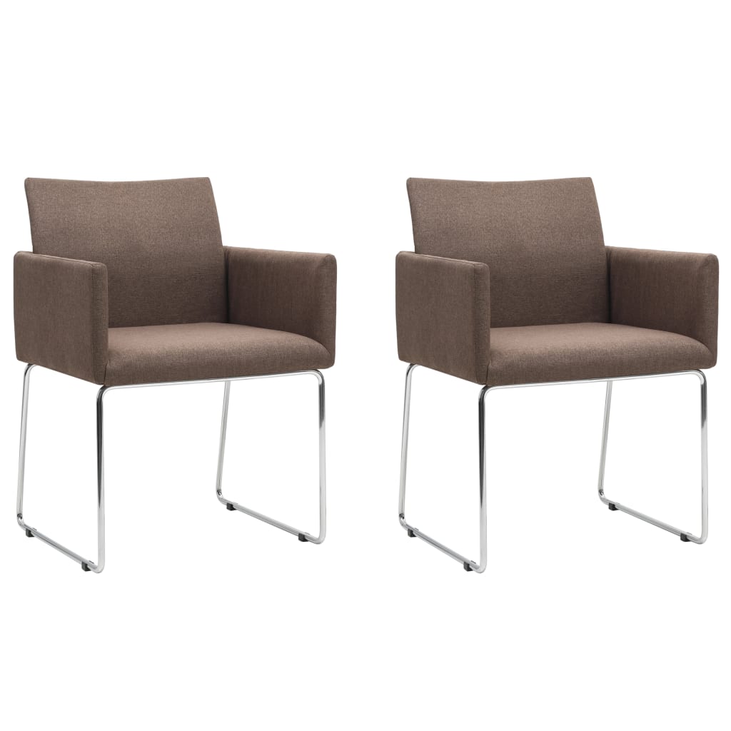 vidaXL Krzesła stołowe, 2 szt., brązowe, tkanina