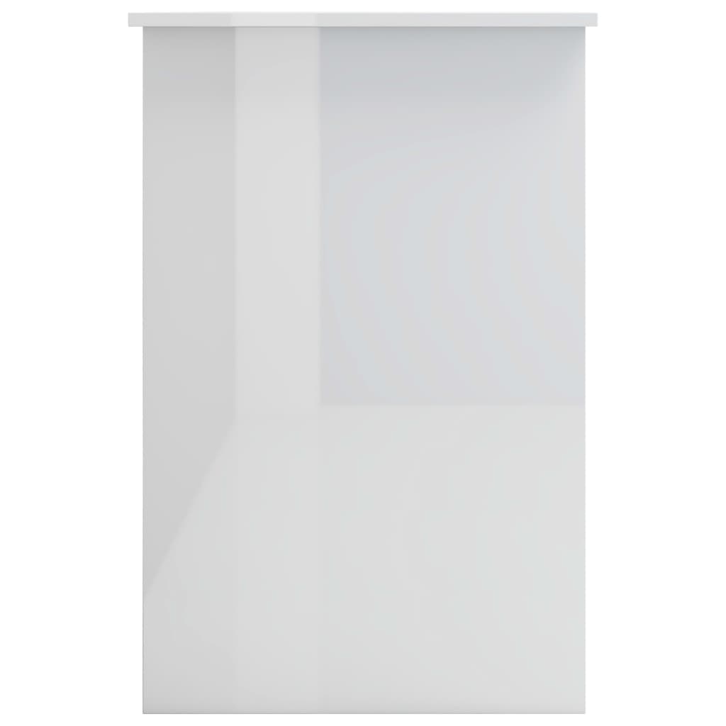 vidaXL Biurko, wysoki połysk, białe, 100x50x76 cm