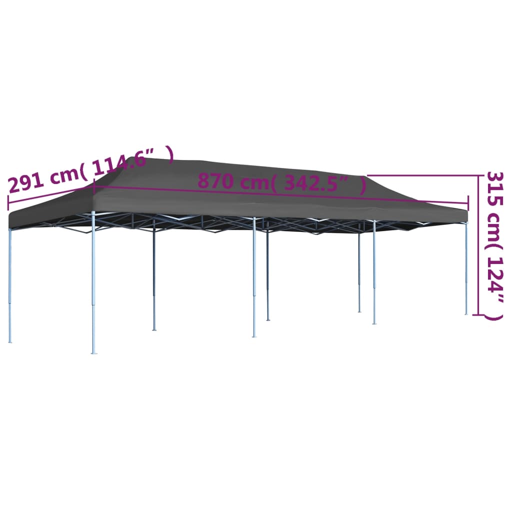 vidaXL Składany namiot imprezowy, 3 x 9 m, antracytowy