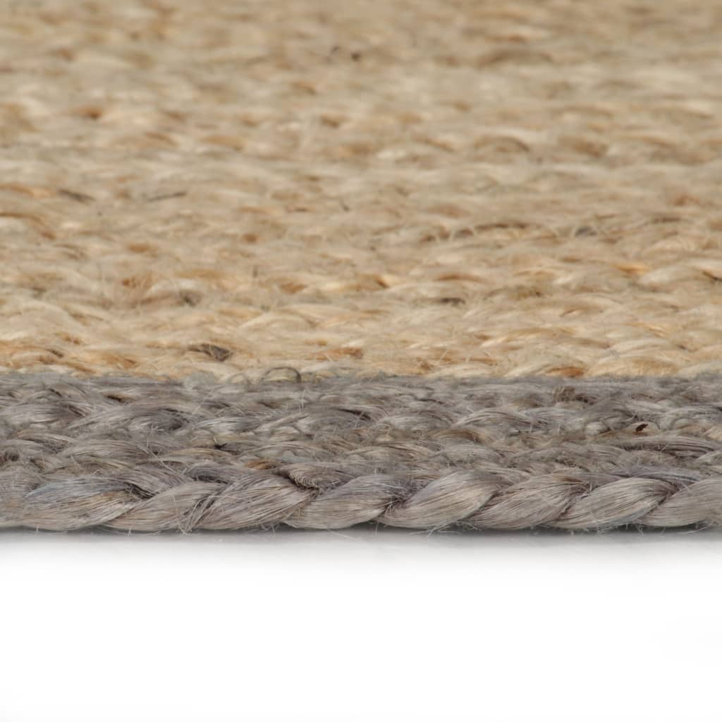 vidaXL Ręcznie wykonany dywanik, juta, szara krawędź, 120 cm