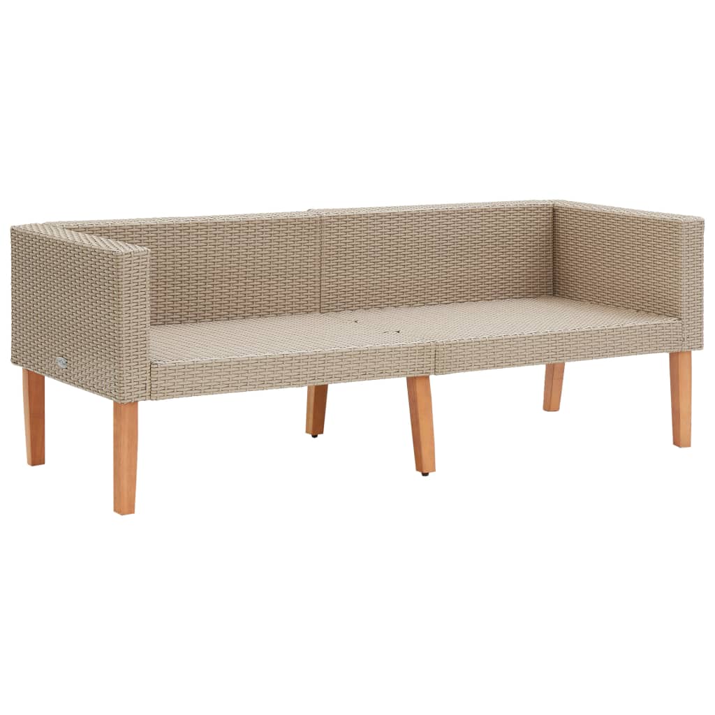 vidaXL 2-osobowa sofa ogrodowa z poduszkami, rattan PE, beż