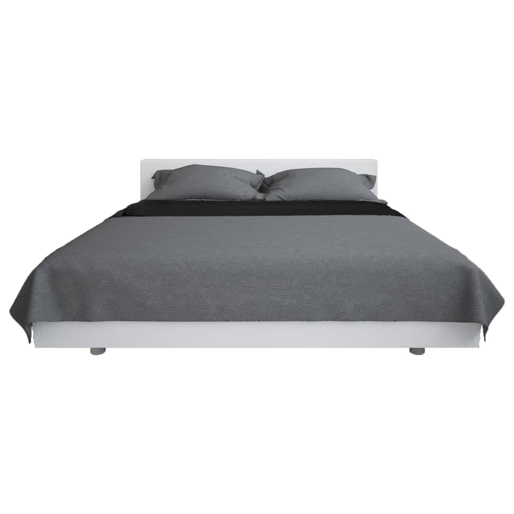 vidaXL Dwustronna narzuta na łóżko, pikowana, 230x260 cm, szaro-czarna