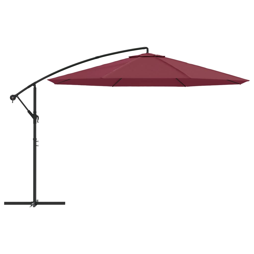 vidaXL Wiszący parasol z aluminiowym słupkiem, 350 cm, bordowy