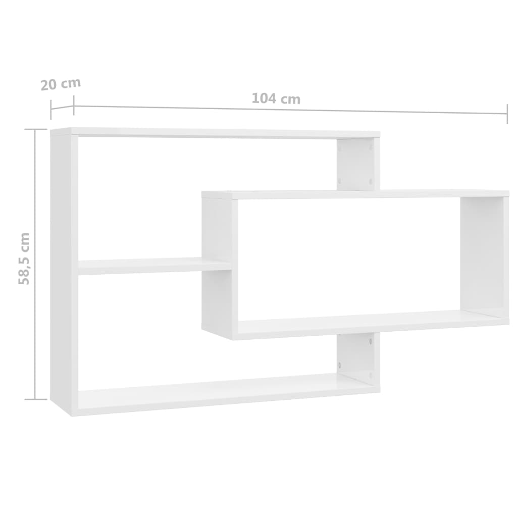 vidaXL Półki ścienne, wysoki połysk, białe, 104x20x58,5 cm