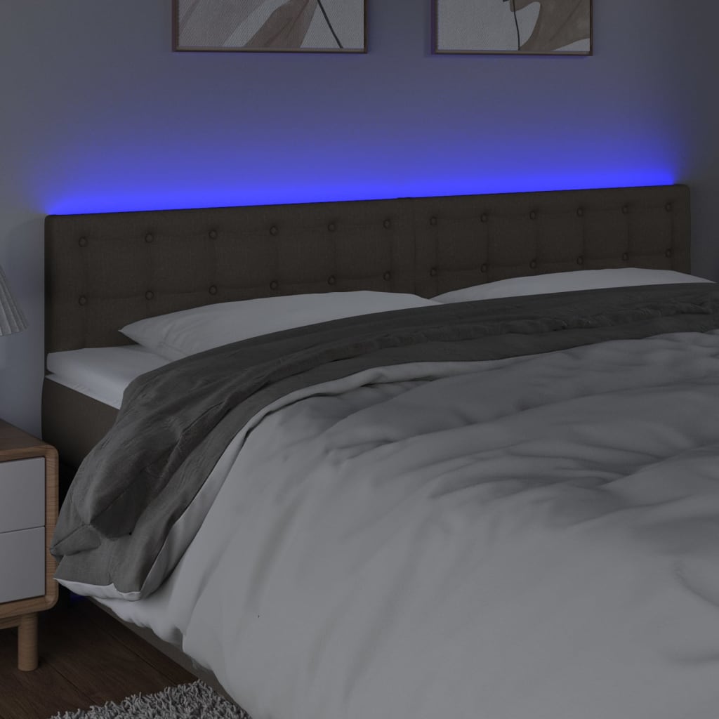 vidaXL Zagłówek do łóżka z LED, taupe, 180x5x78/88 cm, tkanina