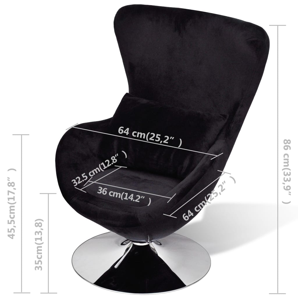 vidaXL Fotel o owalnym kształcie, czarny