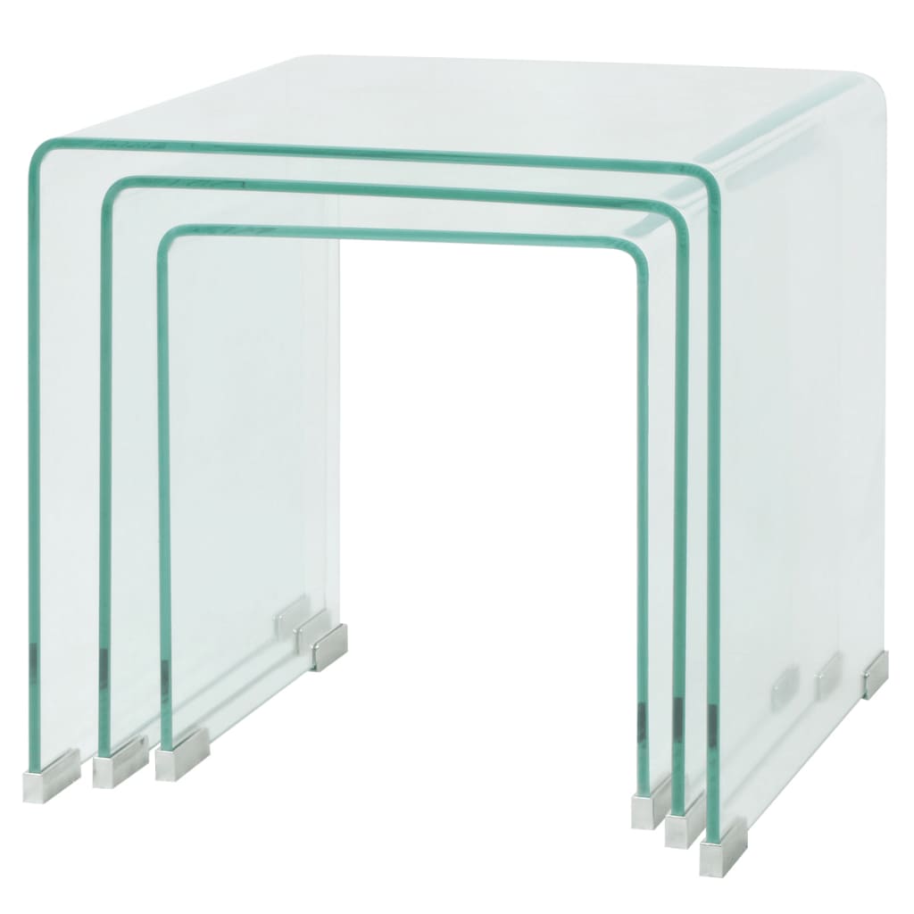 vidaXL Zestaw stolików wsuwanych pod siebie, 3 szt., szkło hartowane