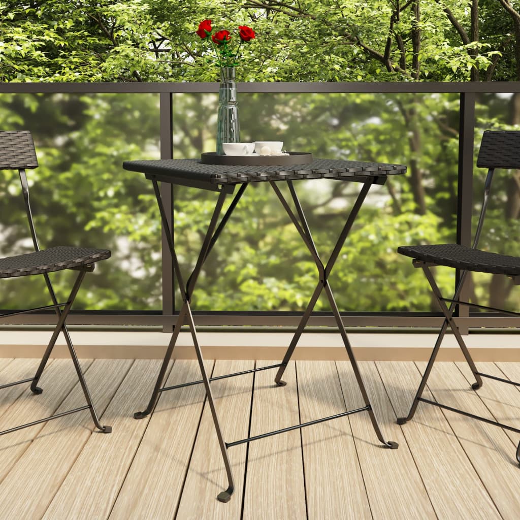 vidaXL Składany stolik bistro, czarny, 55x54x71 cm, polirattan