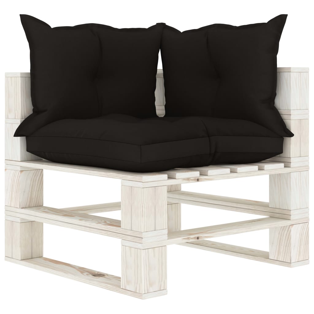 vidaXL Ogrodowa sofa 3-osobowa z palet, z czarnymi poduszkami, drewno