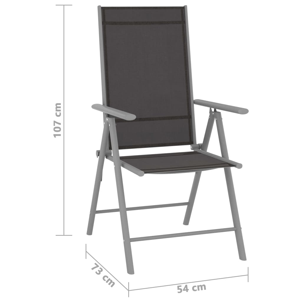 vidaXL Składane krzesła ogrodowe, 4 szt., tkanina textilene, czarne