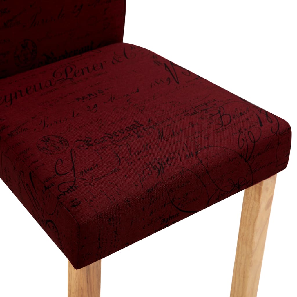 vidaXL Krzesła stołowe, 2 szt., winna czerwień, obite tkaniną