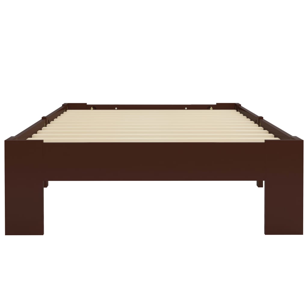 vidaXL Rama łóżka, ciemnobrązowa, lite drewno sosnowe, 90 x 200 cm