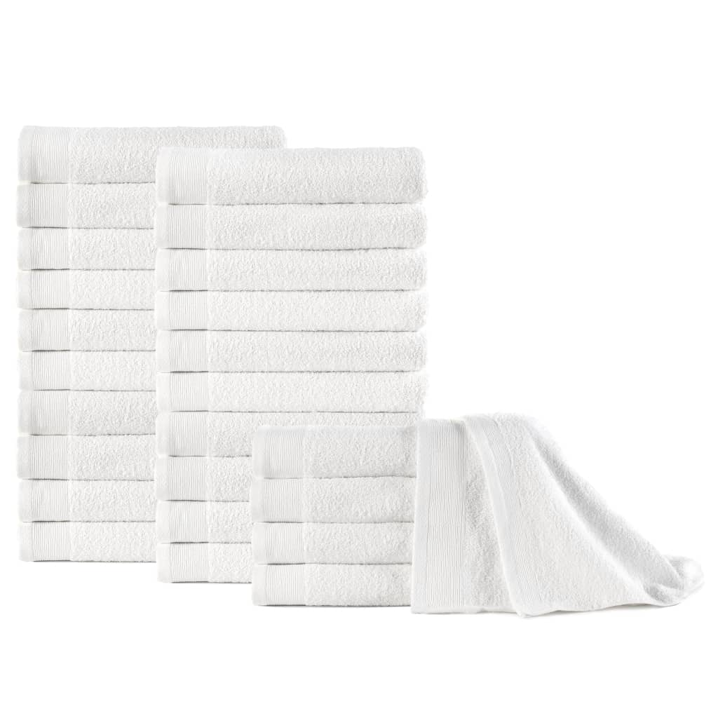 vidaXL Ręczniki do rąk, 25 szt., bawełna, 350 g/m², 50x100 cm, białe