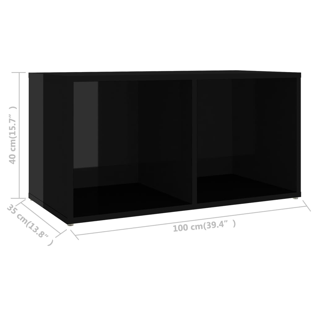 vidaXL Szafka pod TV, wysoki połysk, czarna, 72x35x36,5 cm, płyta