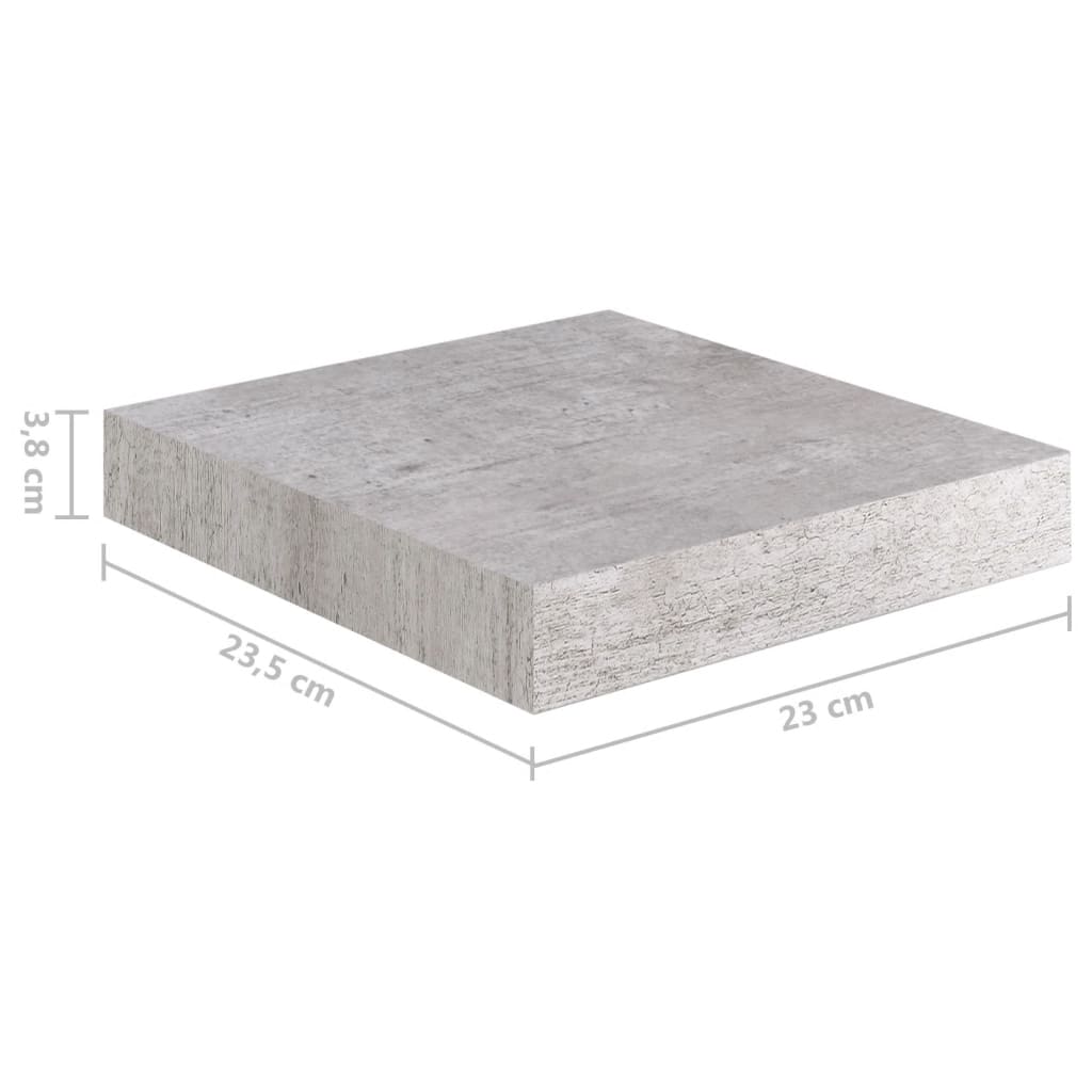 vidaXL Wisząca półka ścienna, szarość betonu, 23 x 23,5 x 3,8 cm, MDF