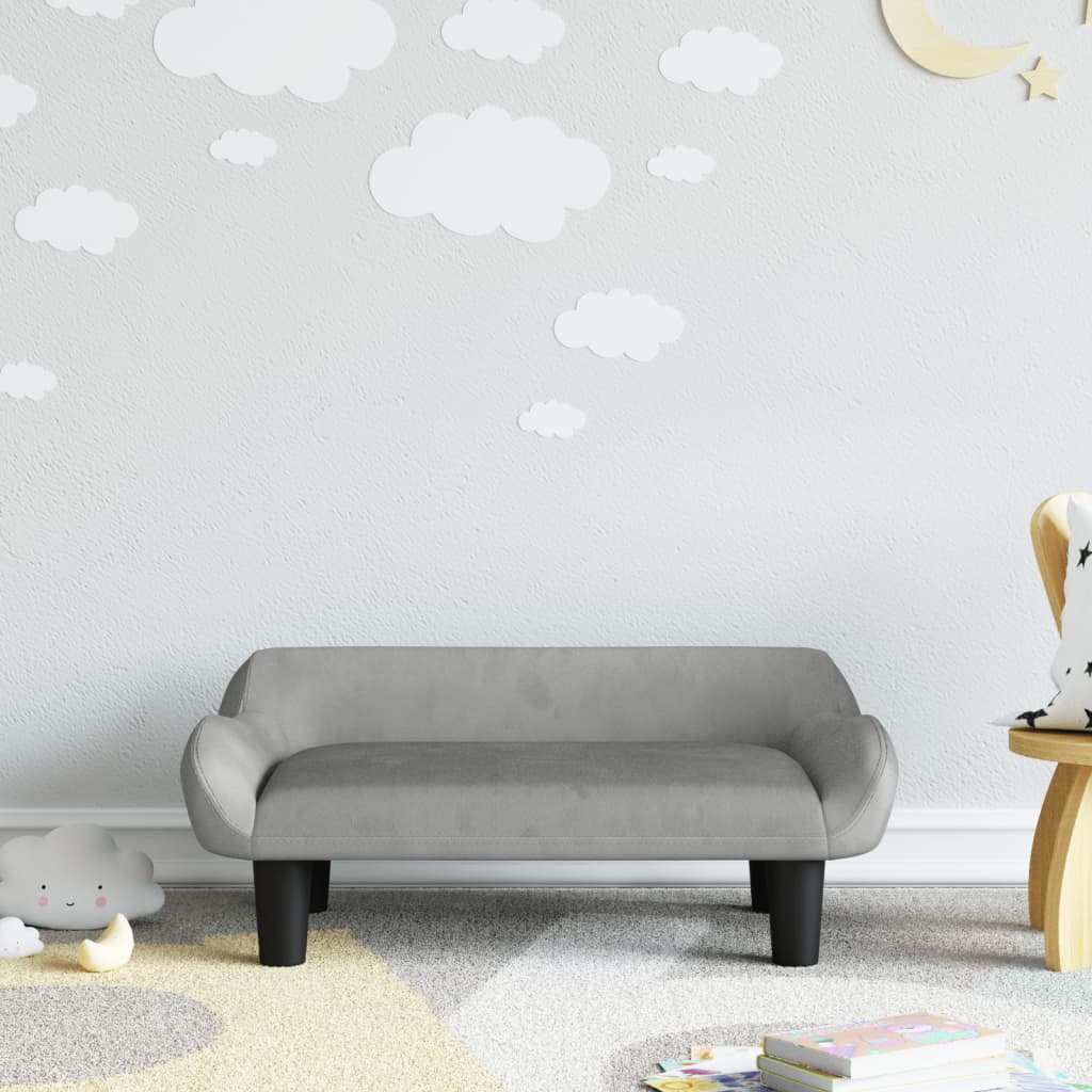 vidaXL Sofa dla dzieci, jasnoszara, 70x40x24 cm, aksamit