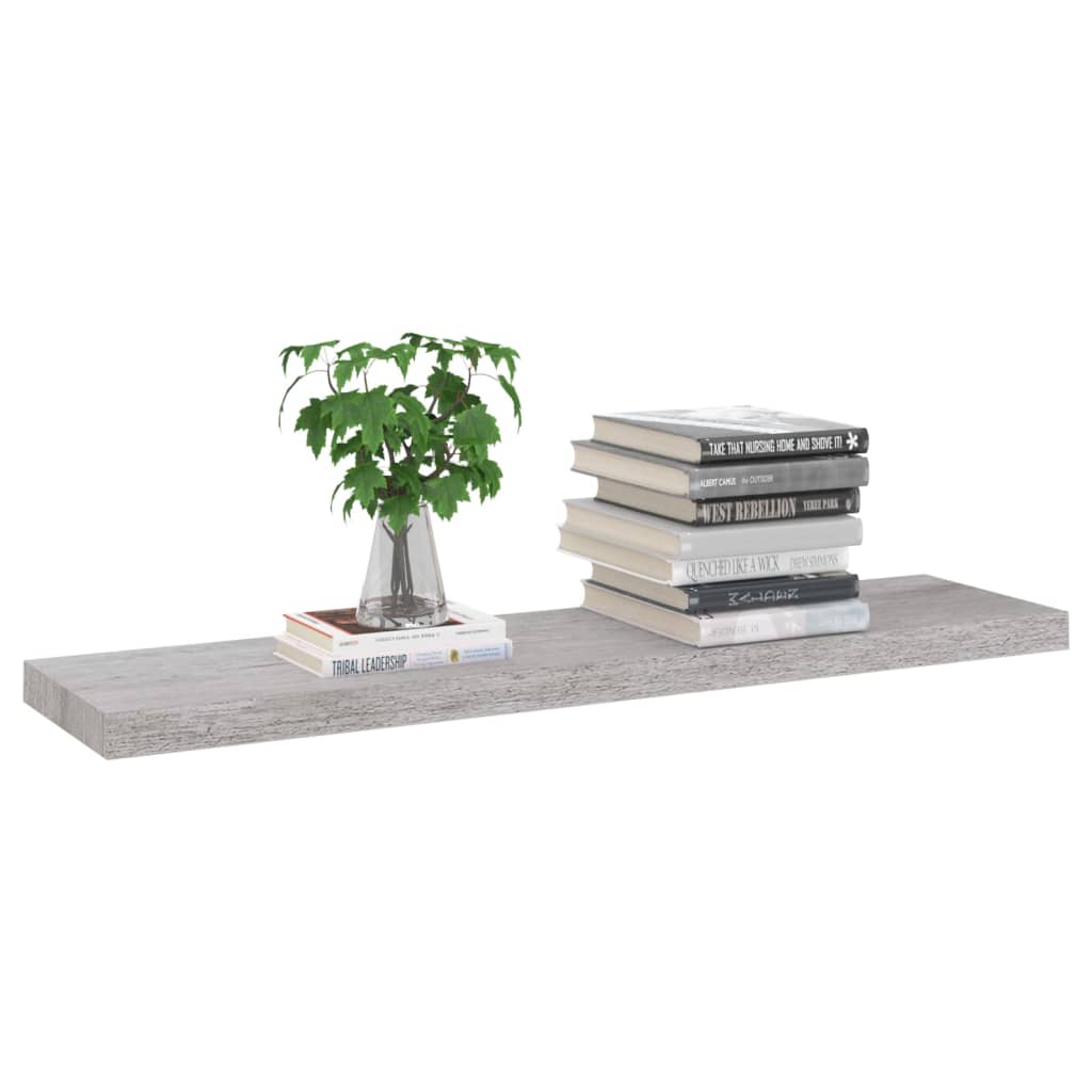 vidaXL Półki ścienne, 2 szt., szarość betonu, 90x23,5x3,8 cm, MDF