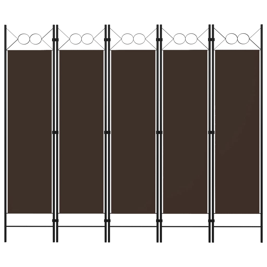 vidaXL Parawan 5-panelowy, brązowy, 200 x 180 cm