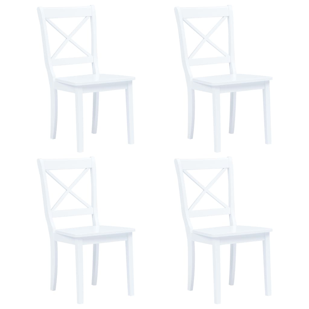 vidaXL Krzesła jadalniane, 4 szt., białe, lite drewno kauczukowca