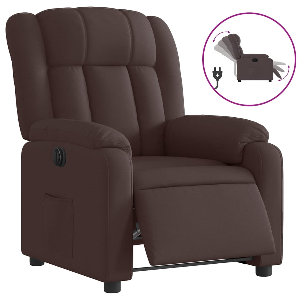 vidaXL Elektryczny fotel rozkładany, ciemnobrązowy, obity tkaniną