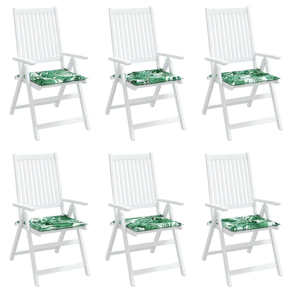 vidaXL Poduszki na krzesło, 6 szt., wzór w liście, 50x50x3 cm, tkanina