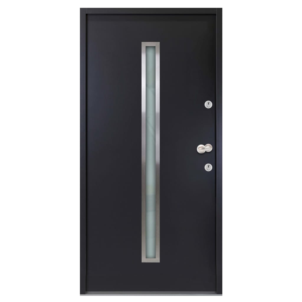 vidaXL Aluminiowe drzwi zewnętrzne, antracytowe, 90 x 200 cm