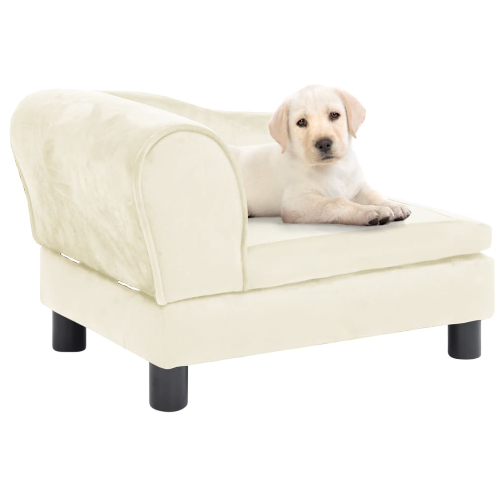 vidaXL Sofa dla psa, kremowa, 57x34x36 cm, pluszowa