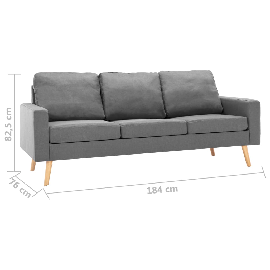 vidaXL 3-osobowa sofa, jasnoszara, tapicerowana tkaniną