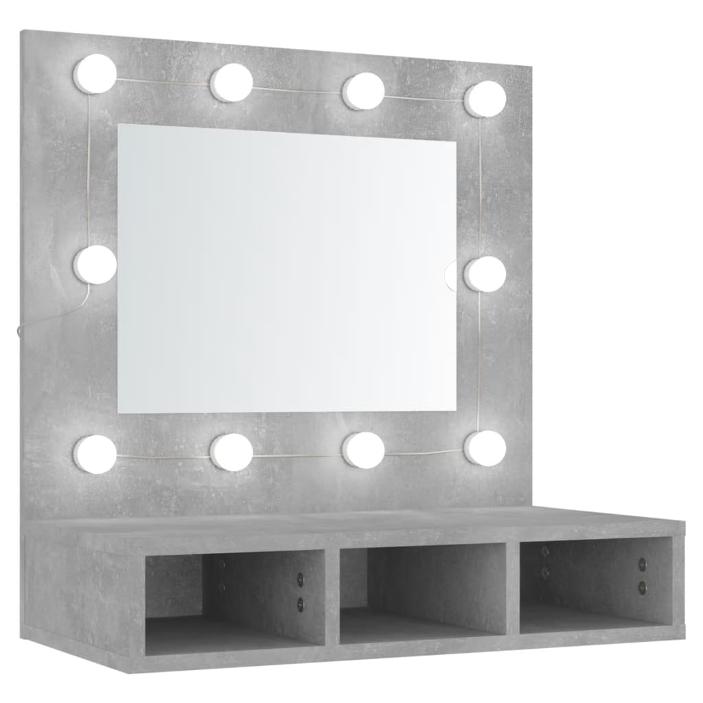 vidaXL Szafka z lustrem i oświetleniem LED, szary beton, 60x31,5x62 cm
