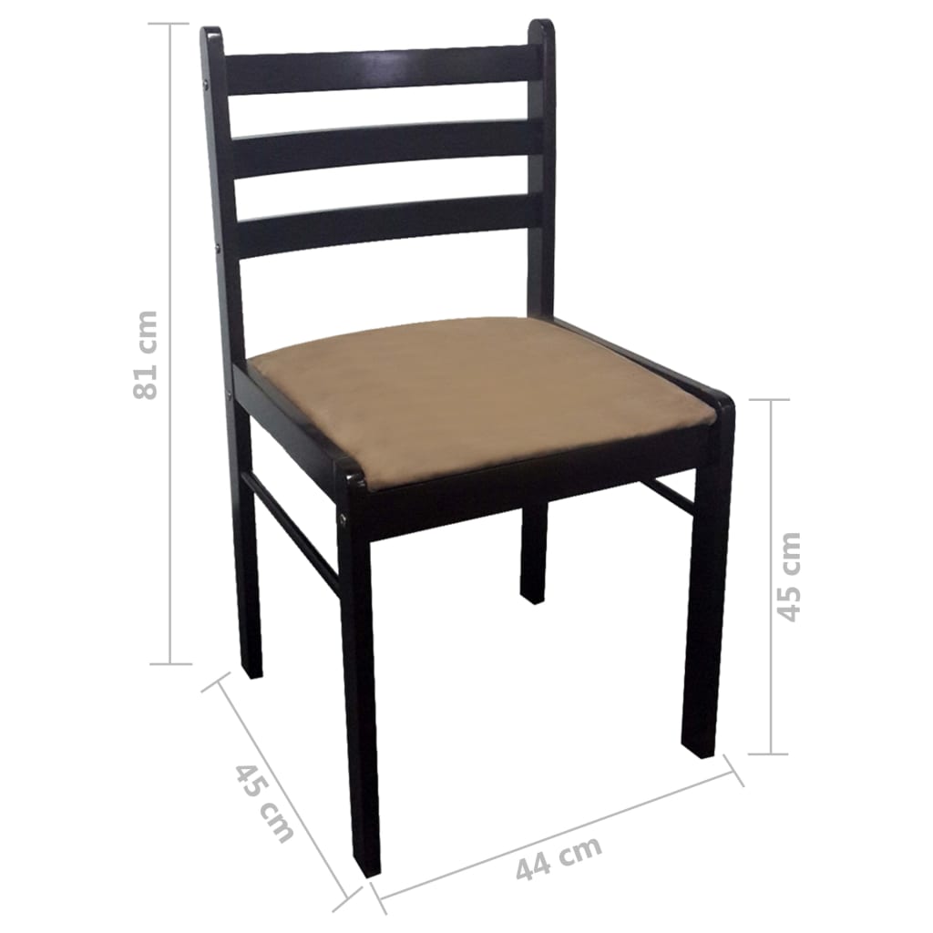 vidaXL Krzesła stołowe, 4 szt., brązowe, drewno kauczukowe i aksamit