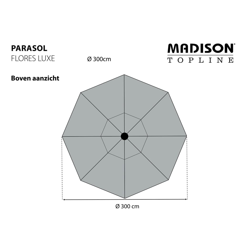 Madison Parasol Flores Luxe, 300 cm, okrągły, szałwiowa zieleń