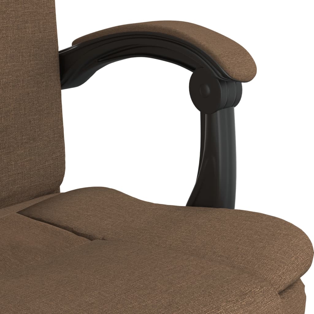 vidaXL Rozkładany fotel biurowy, brązowy, obity tkaniną