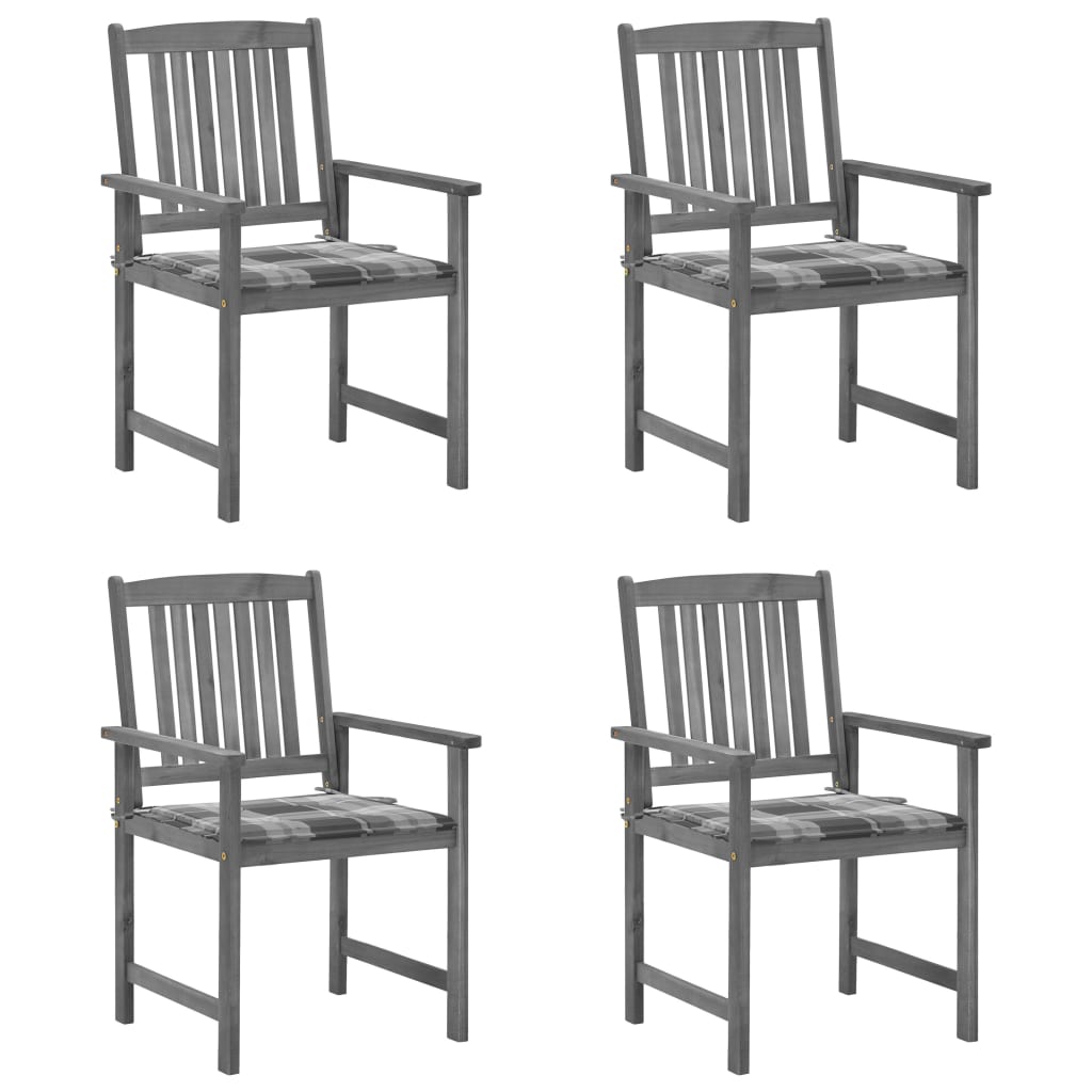 vidaXL Krzesła ogrodowez poduszkami, 4 szt., szare, akacjowe