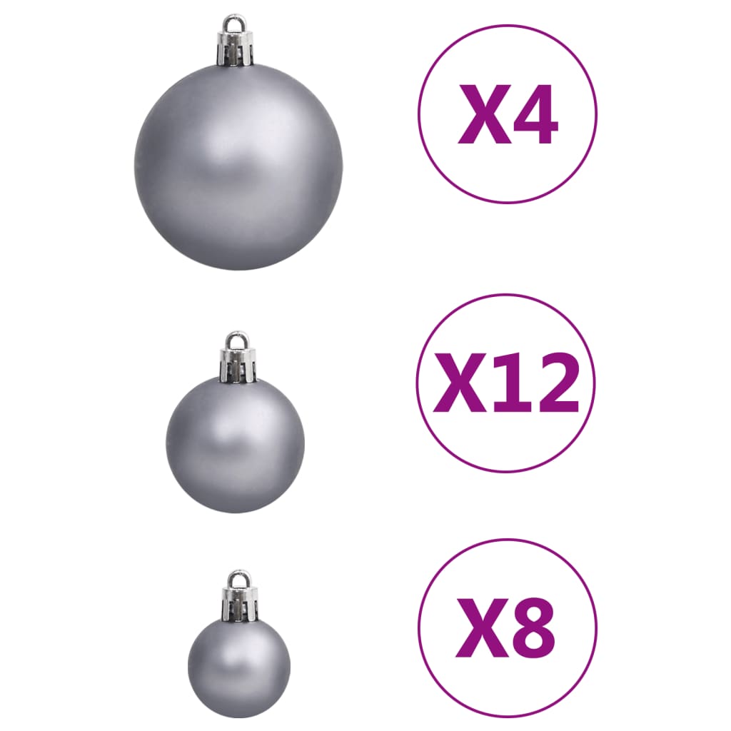 vidaXL 111-cz. zestaw ozdób świątecznych, biało-szary, polistyren