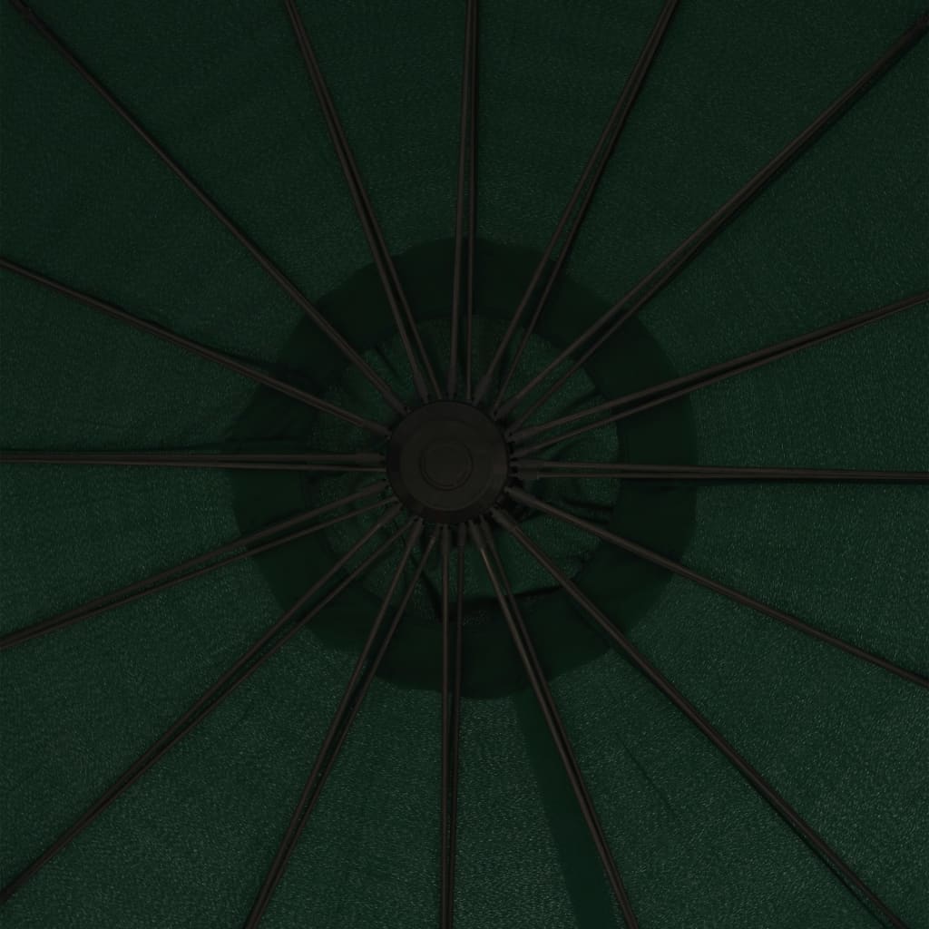vidaXL Parasol ogrodowy, wiszący, zielony, 3 m, słupek aluminiowy