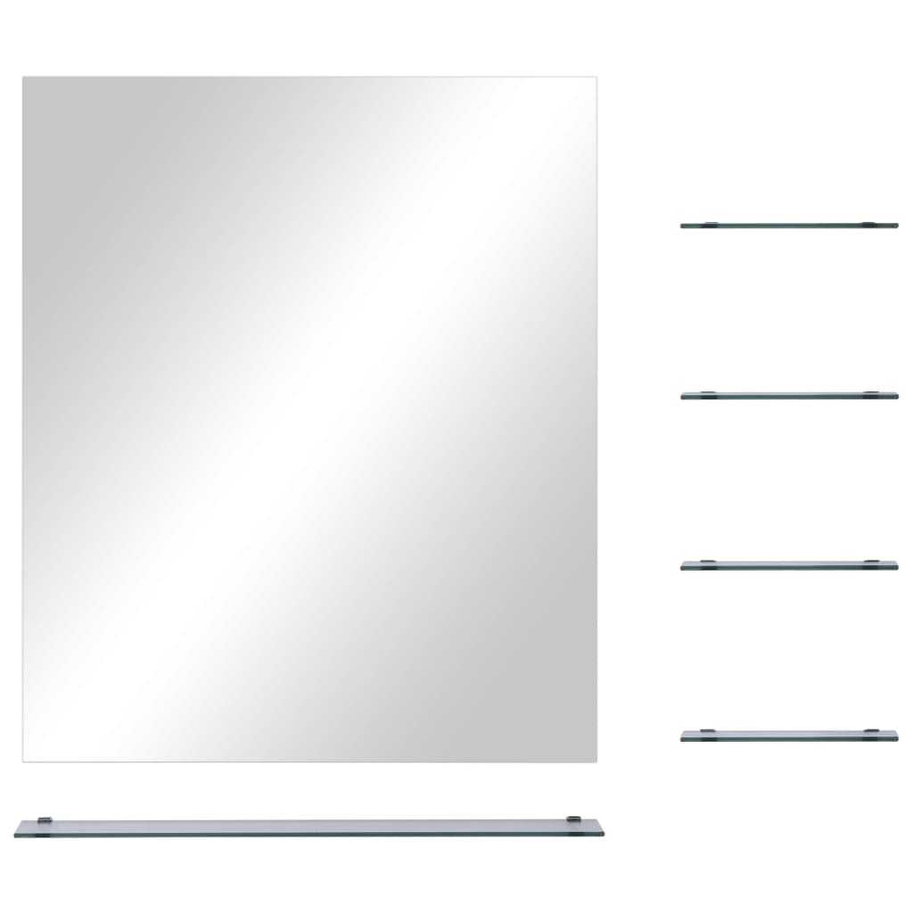 vidaXL Lustro ścienne z 5 półkami, srebrne, 50x60 cm