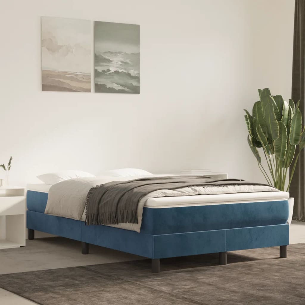 vidaXL Rama łóżka, ciemnoniebieska, 120x200 cm, tapicerowana aksamitem