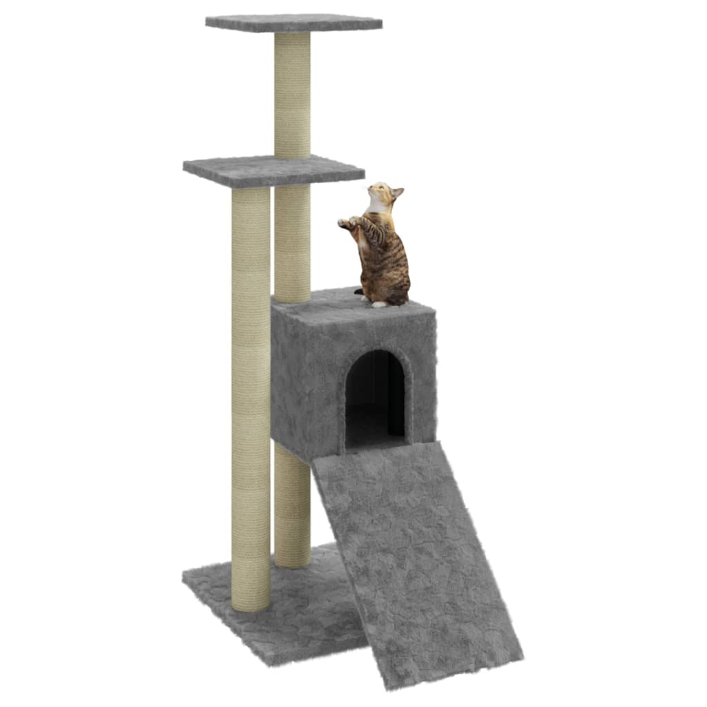 vidaXL Drapak dla kota ze słupkami sizalowymi, jasnoszary, 92 cm