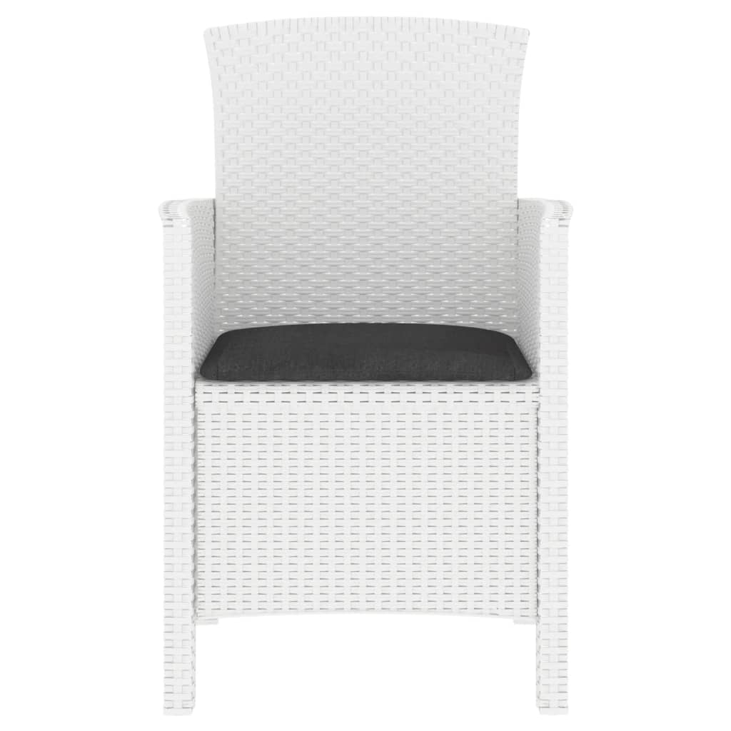 vidaXL Krzesło ogrodowe z poduszką, rattan PP, białe