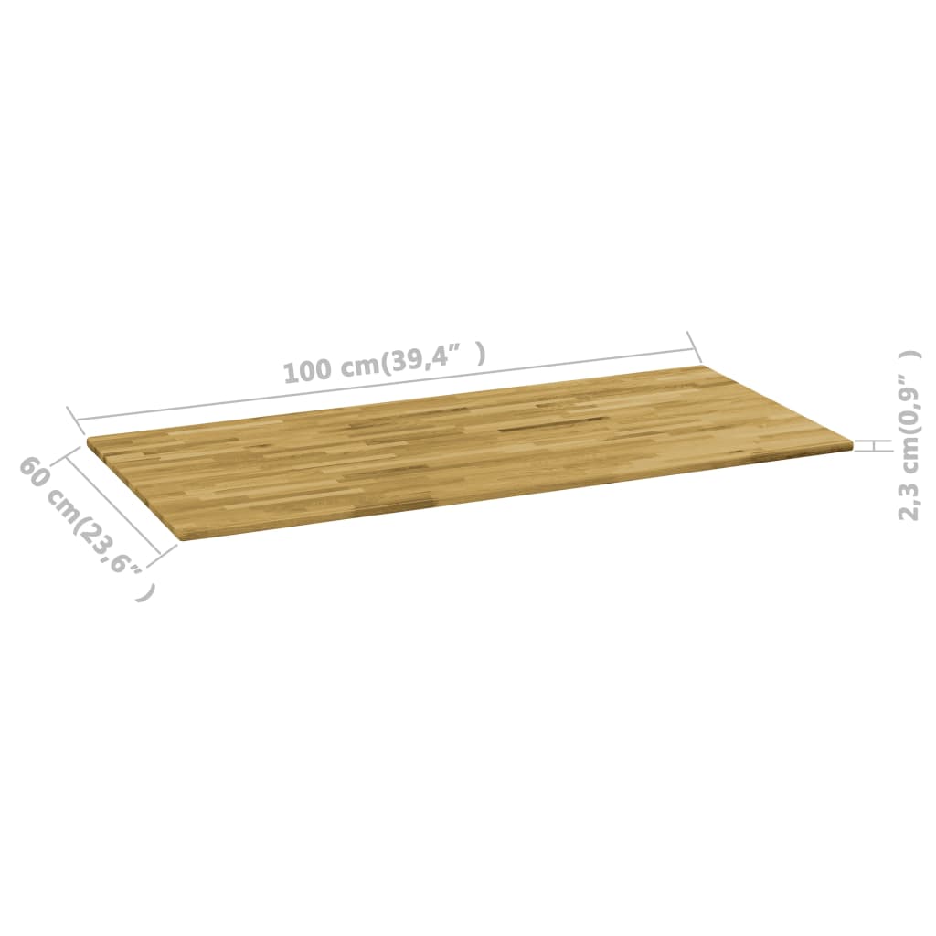 vidaXL Prostokątny blat do stolika z drewna dębowego, 23 mm, 100x60 cm
