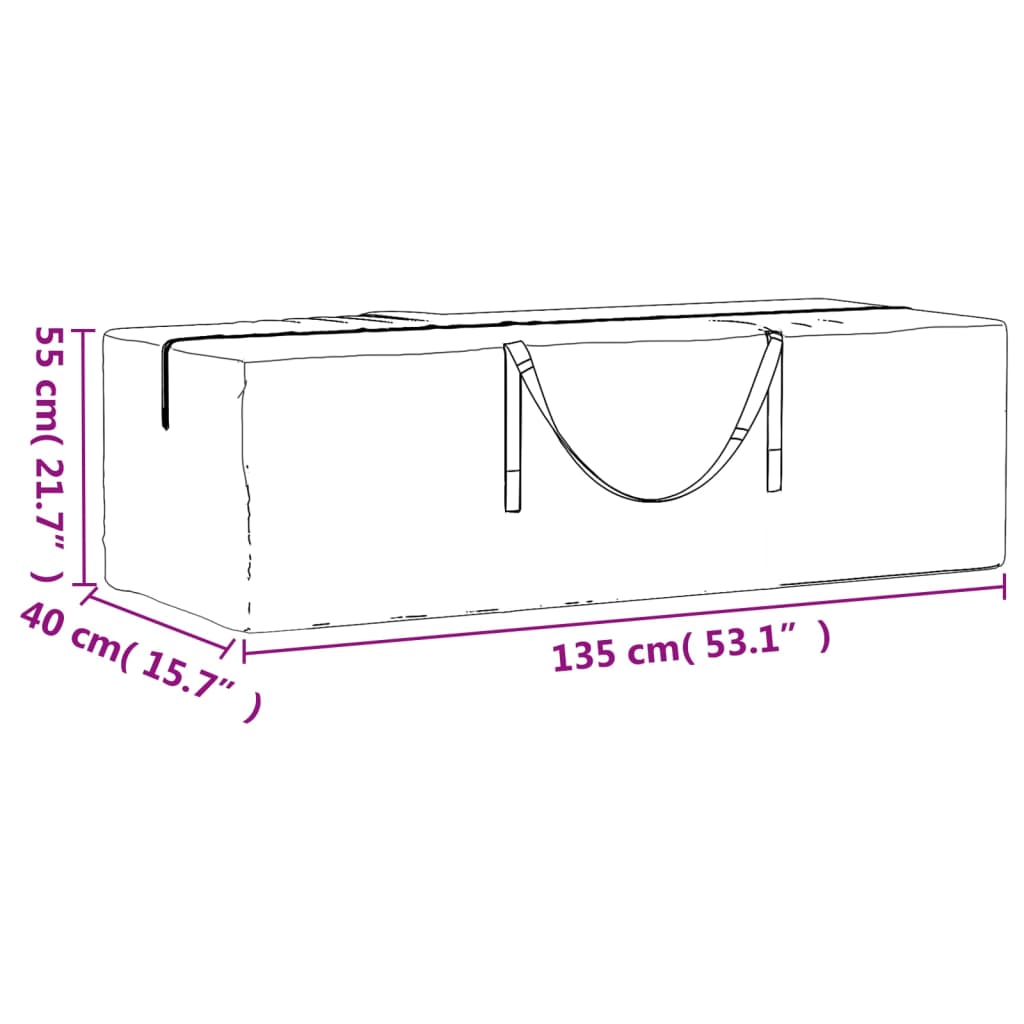 vidaXL Torba do przechowywania poduszek ogrodowych, 135x40x55 cm, PE