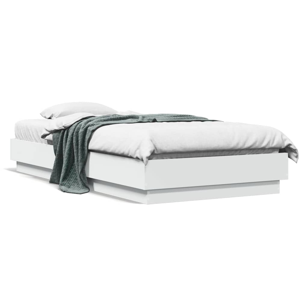 vidaXL Rama łóżka, biała, 90x190 cm, materiał drewnopochodny
