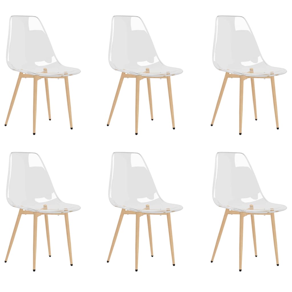 vidaXL Krzesła stołowe, 6 szt., przezroczyste, PET