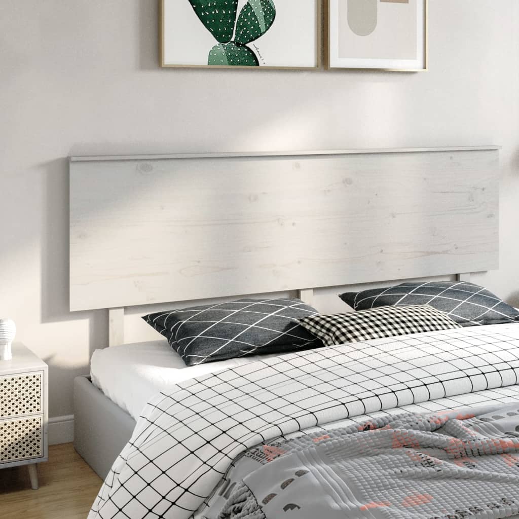 vidaXL Wezgłowie łóżka, białe, 204x6x82,5 cm, lite drewno sosnowe