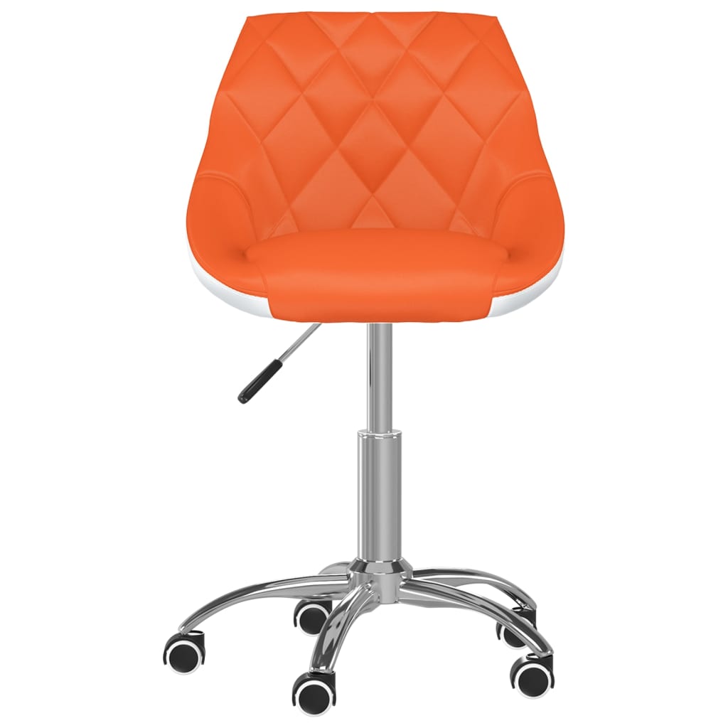 vidaXL Obrotowe krzesła stołowe, 2 szt., pomarańczowo-białe, ekoskóra