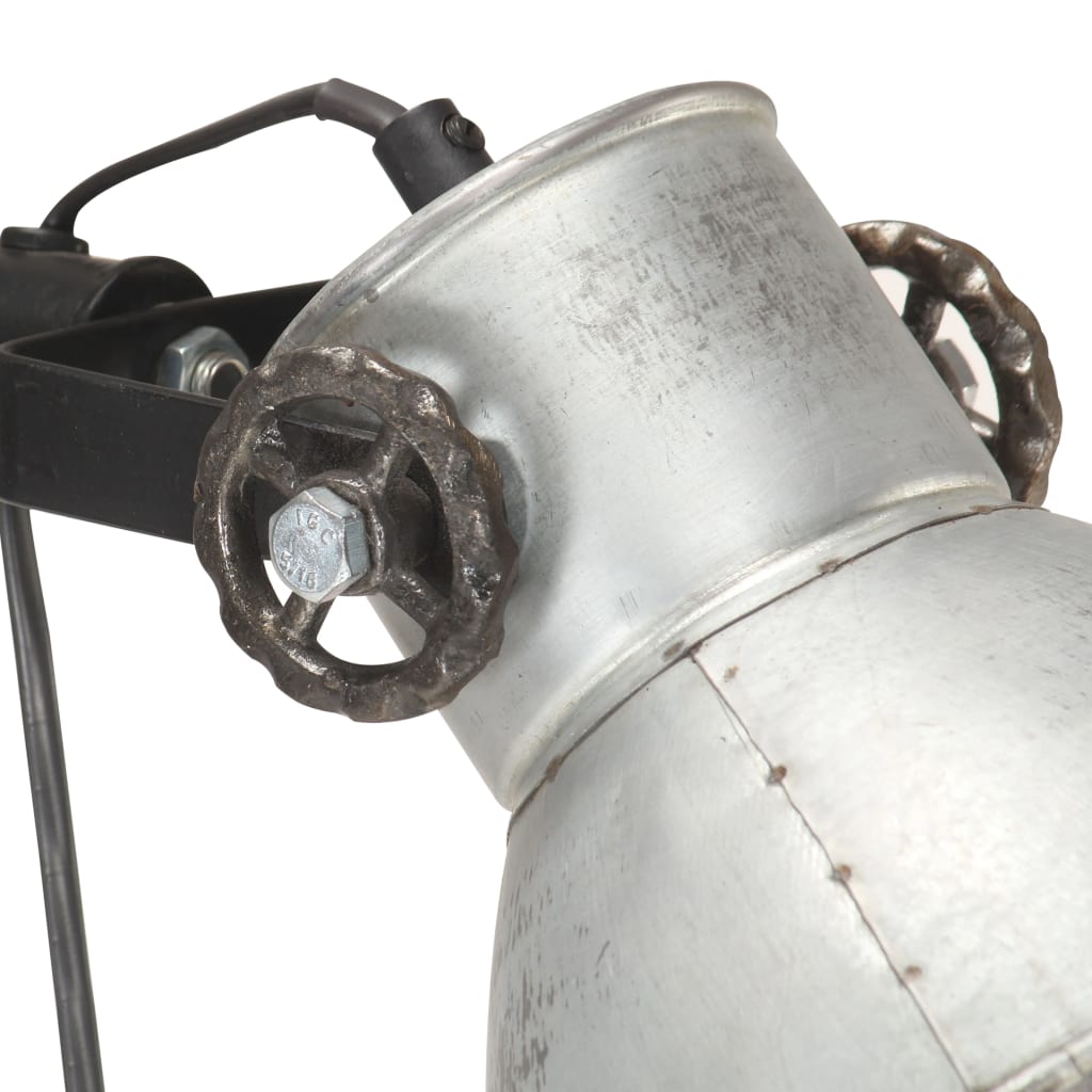 vidaXL Lampa podłogowa z 2 kloszami, srebrna, E27, żeliwo
